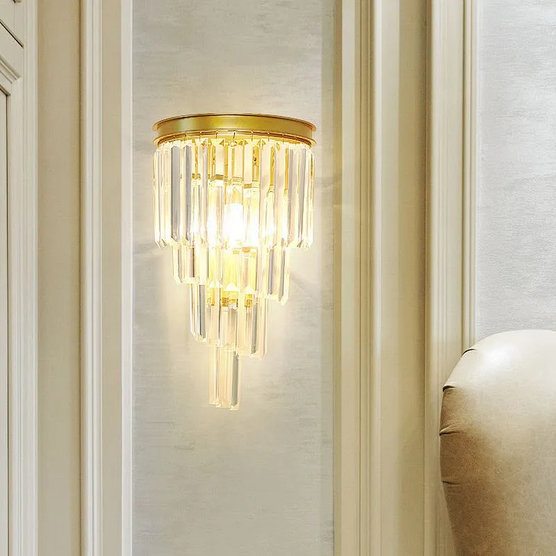 Modern indoor nordic hotel brass glass luxury bedside wall lamp