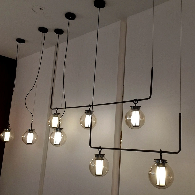 Modern Hotel Cafe Billiard Room Decorated  Led Lamp Round Glass Pendant Light Chandelier Lighting