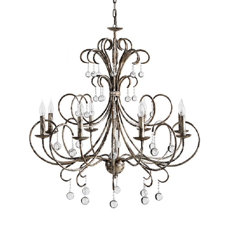 Customized hotel lobby restaurant atmosphere decorated with luxury chandeliers classical villas made of iron chandeliers