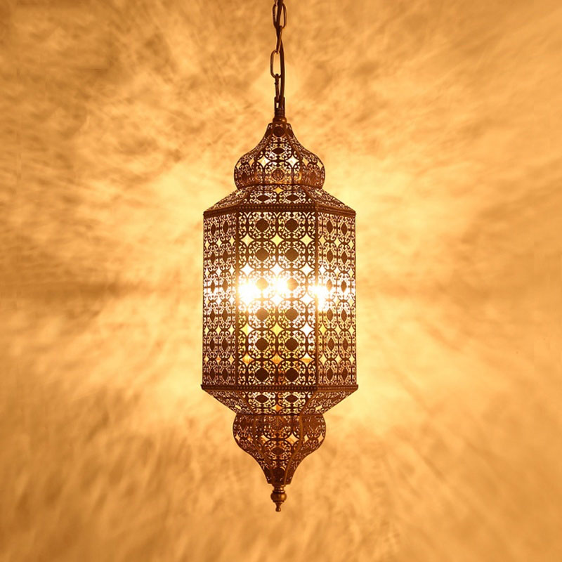 Simple lanterns iron hollow-out Islamic chandeliers custom  hotel restaurant with bronze Morocco chandeliers&pendant lights