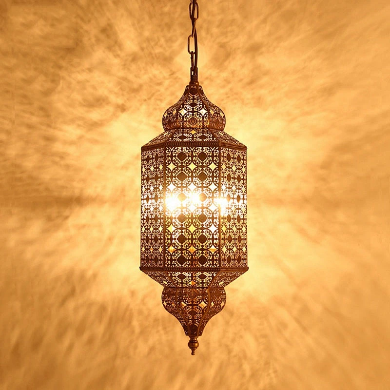 Simple lanterns iron hollow-out Islamic chandeliers custom  hotel restaurant with bronze Morocco chandeliers&pendant lights