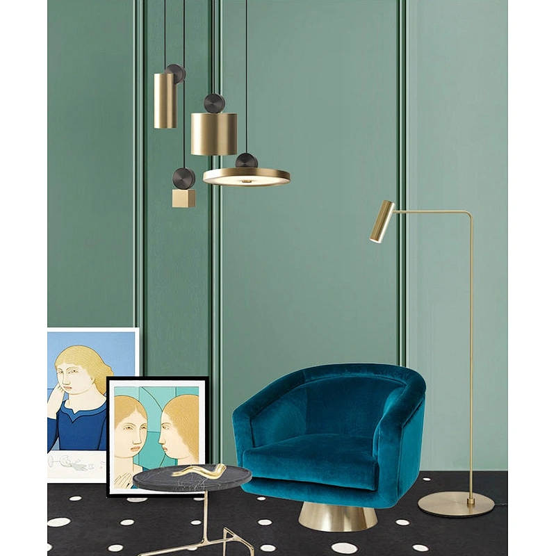 Modern Designer Dining Room Geometric Chandeliers Gold and Black Wire Drawing Iron Acrylic Chandeliers&pendant lights
