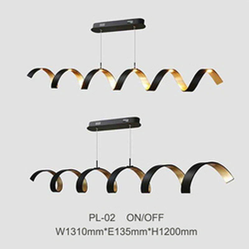 Modern Nordic Design Spiral Aluminum Black With Gold Led Pendant Lamps