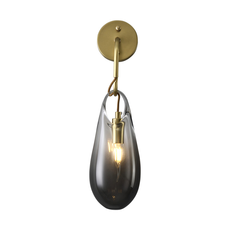 Modern Glass Wall Light Plating E14 Lighting Bedroom Wall Lamp Golden E14 LED BULB Iron +glass Shade White Box Hotel Guestroom