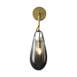Modern Glass Wall Light Plating E14 Lighting Bedroom Wall Lamp Golden E14 LED BULB Iron +glass Shade White Box Hotel Guestroom
