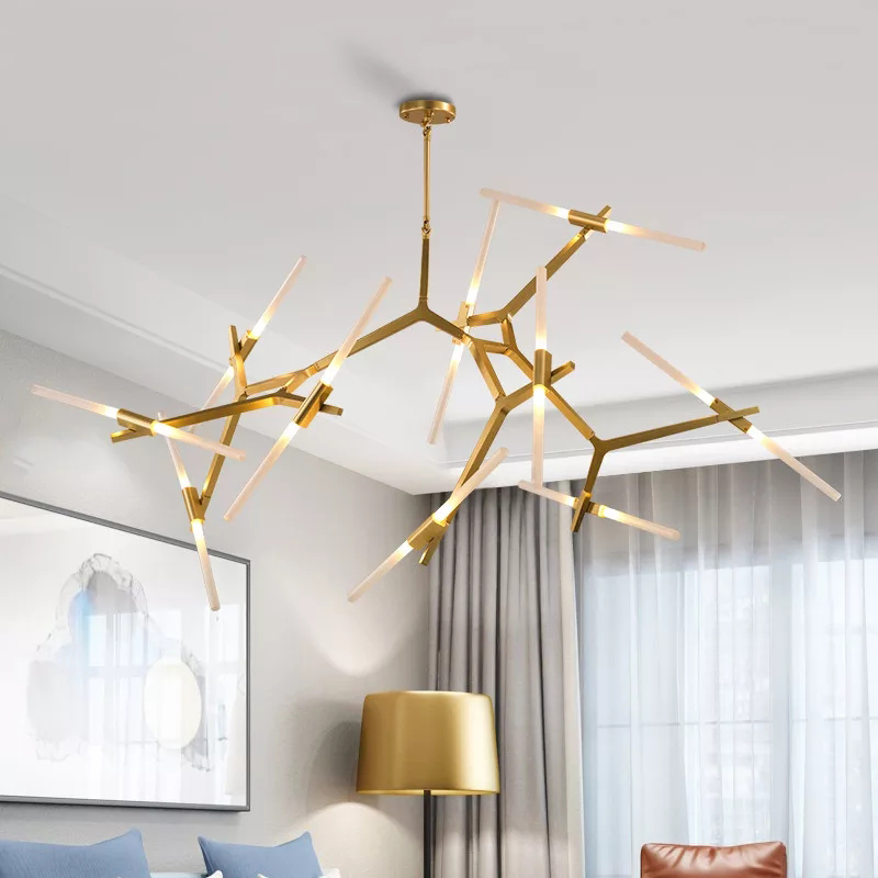 Home Decor Lighting Adjustable LED Pendant Lamp Chandelier Nordic Style Glass Tube Luxury Hanging Decorative Modern European 360