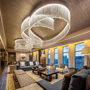 Customizable contract lighting large hotel lobby villa decoration luxury glass  chandeliers