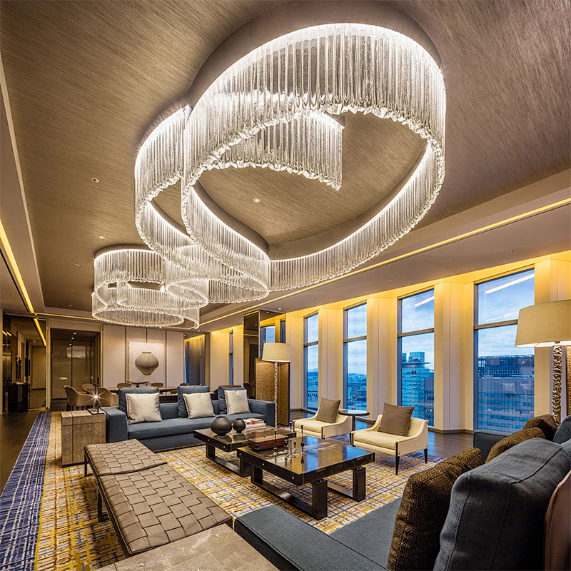 Customizable contract lighting large hotel lobby villa decoration luxury glass  chandeliers