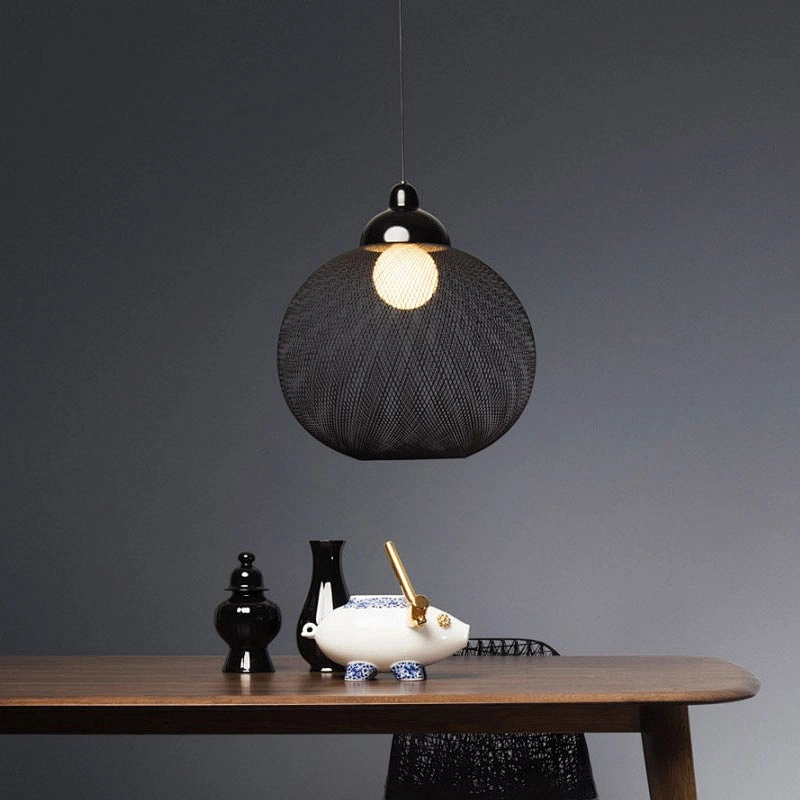 Modern nordic designer kitchen and dining black rattan hanging pendant light