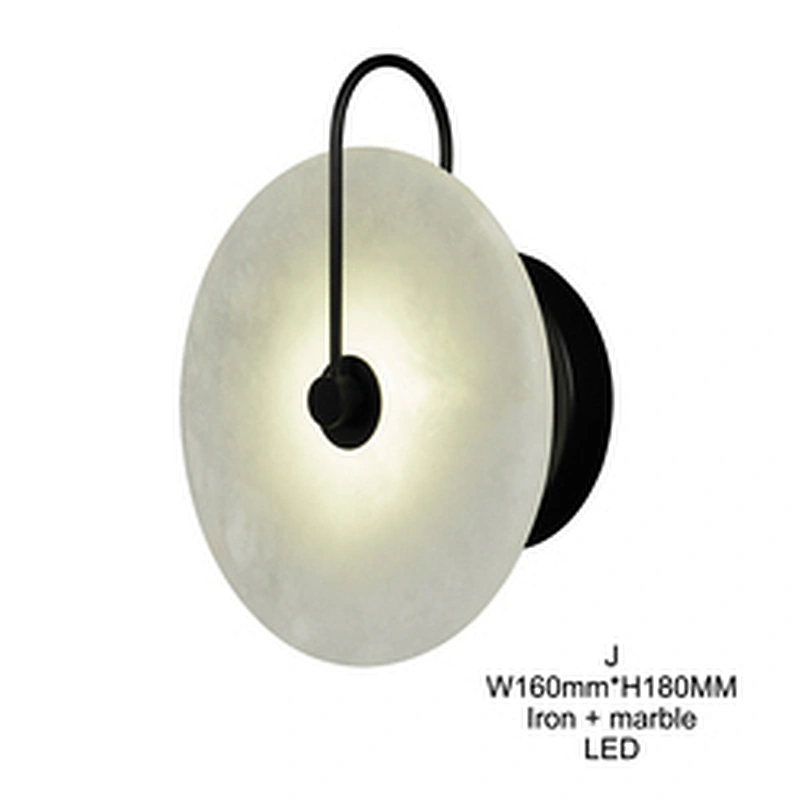 Modern indoor nordic hotel brass marble luxury bedside reading light wall lamp