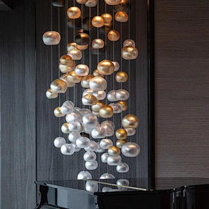Modern hotel living room silver gold luxury glass ball chandelier