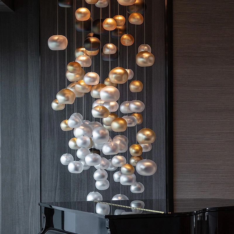 Modern hotel living room silver gold luxury glass ball chandelier