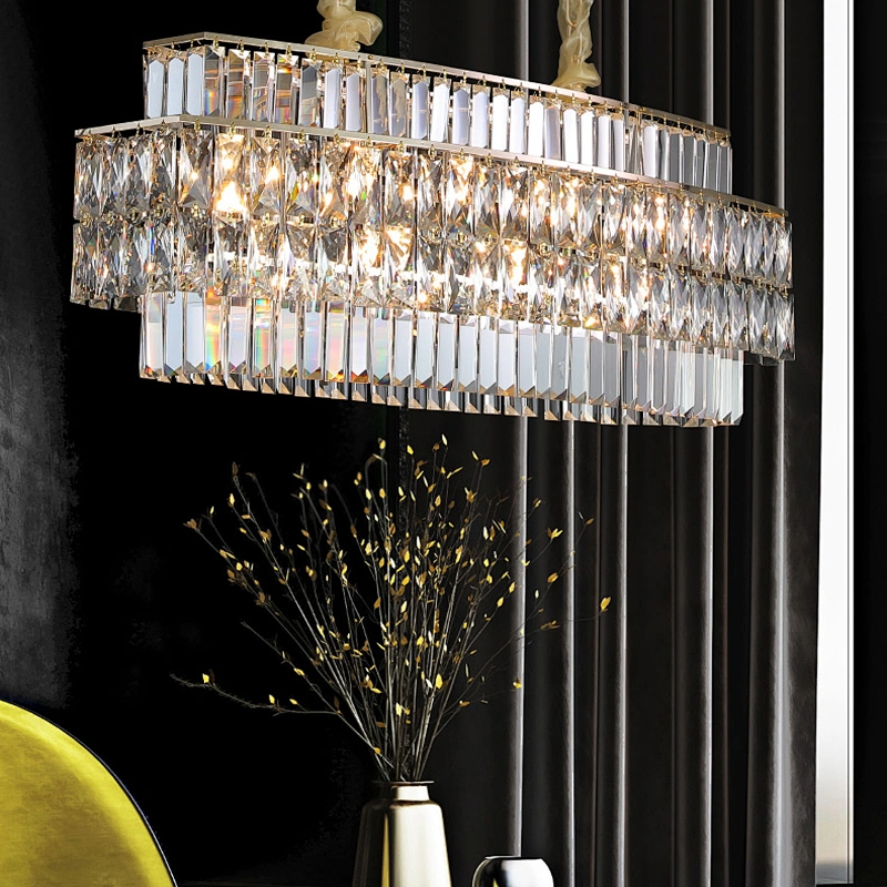 Modern lustre cristal rectangle dinding room  luxury new crystal lighting chandelier