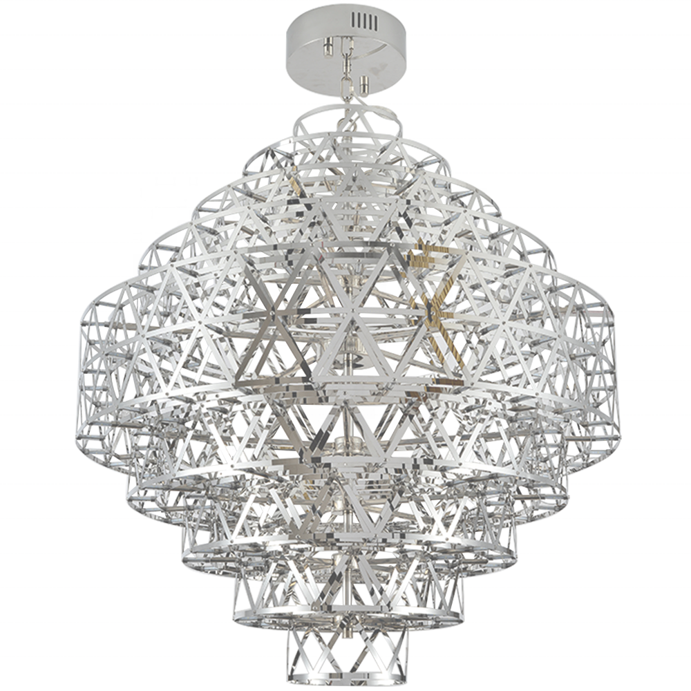 Custom lighting new innovation simple geometry stainless steel led ceiling lights chandelier