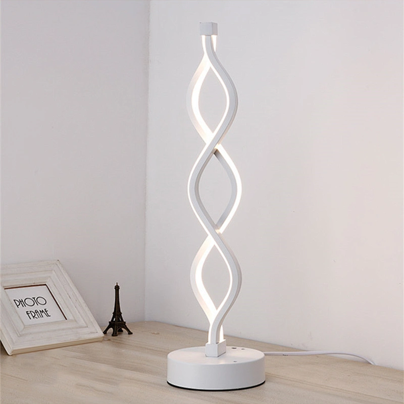 Modern creative bedside spiral night led reading desk light table lamp