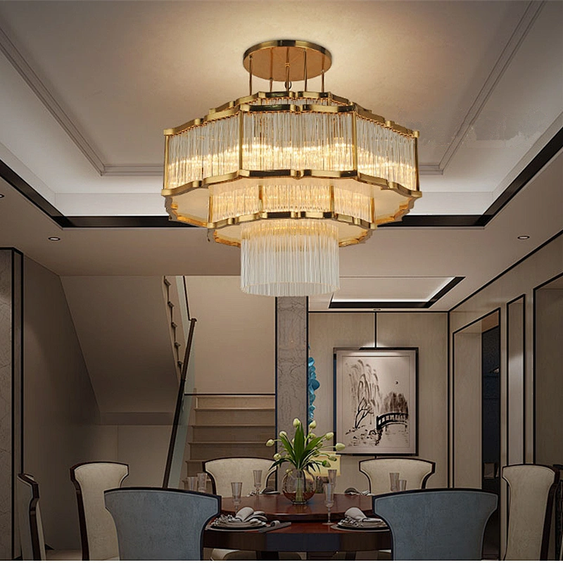 Decorative Indoor Lobby Crystal Lamp Round Pendant Lamp For Hotel Project