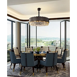 Modern Chandelier For Bed Rooms Indoor Hotel Lobby Black Crystal Pendent Lights