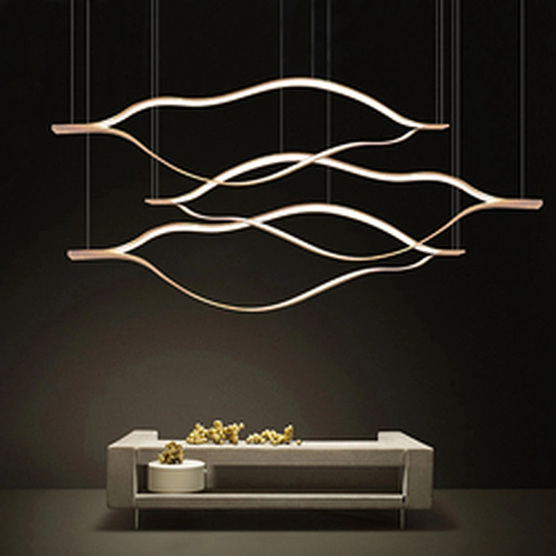 New Modern Restaurant Chandelier Simple Wave Led Bar Front Desk Nordic Hotel Lights