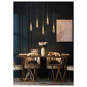 Nordic luxury crystal hotel bedroom bed chandelier contracted restaurant bar front desk water drop stair long chandelier