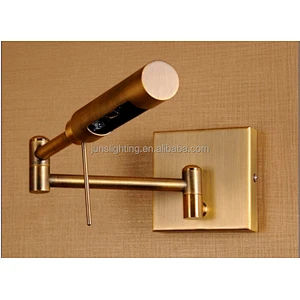 Antique Brass Rotatable Bedside Led Wall Lamp With Swing Arm Antique Brass Led Wall Lamps