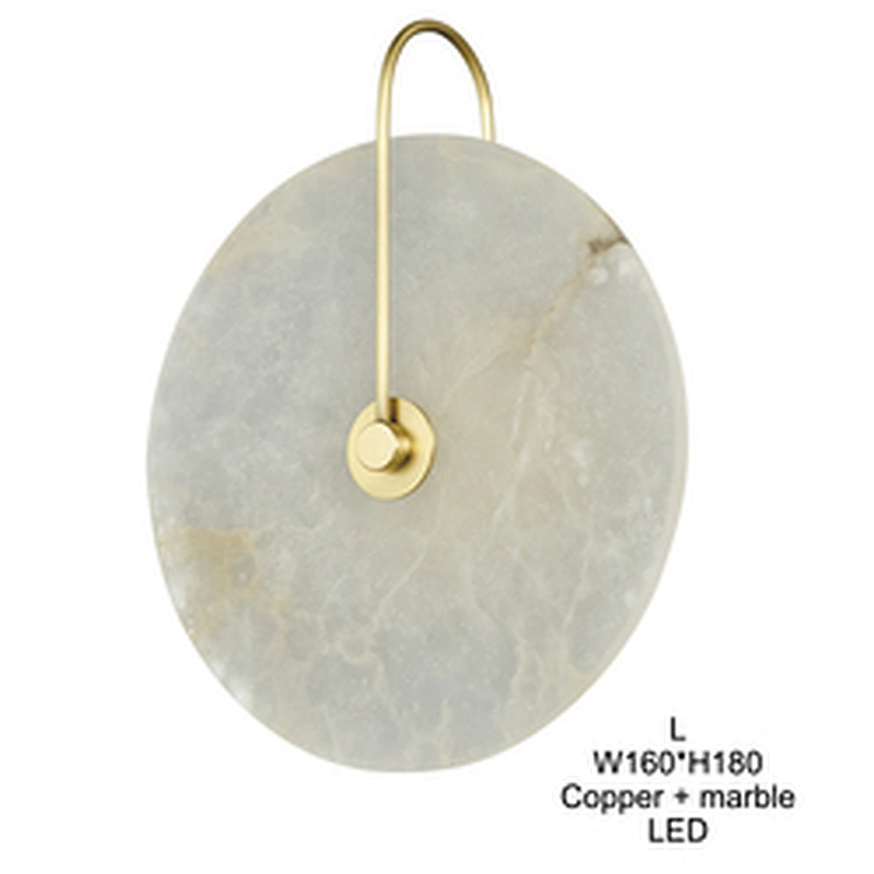 Modern indoor nordic hotel brass marble luxury bedside reading light wall lamp