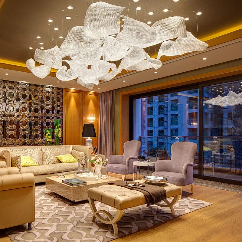 Modern Hotel Lobby Project Custom Luxury Crystal Glass Chandelier Pendant Lights