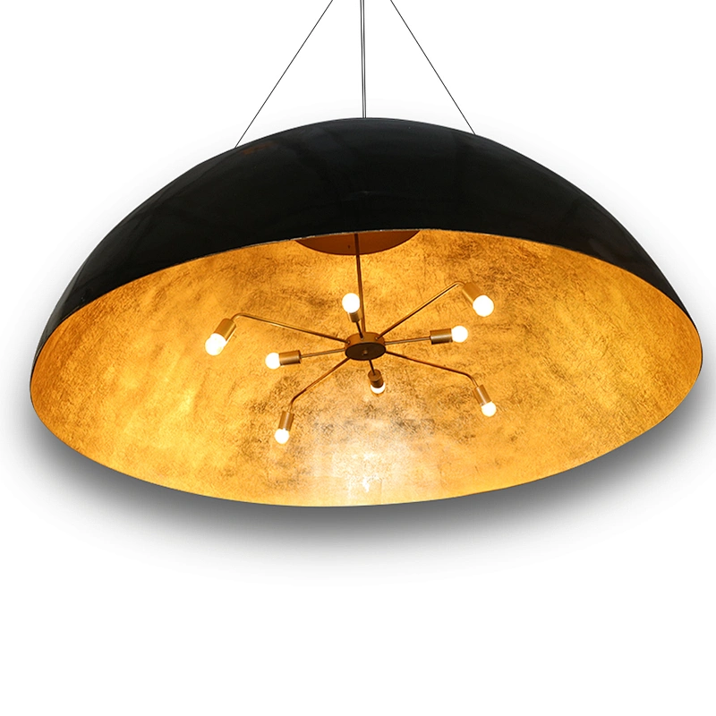 Rebecca Lighting Large Chandelier Six E27 Bulbs Black Minimalist Hotel Lighting