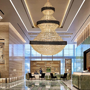 Modern Crystal Lamp  Hotel Chandelier Ceiling Light Villa Staircase  Lighting Pendant Lights