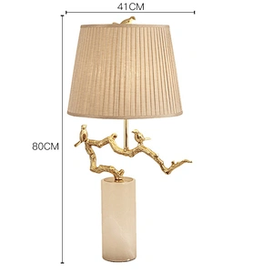 Creative Hotel Bedroom Solidl Brass Marble Bird Nightstand Table Lamp Modern Desk Lamps