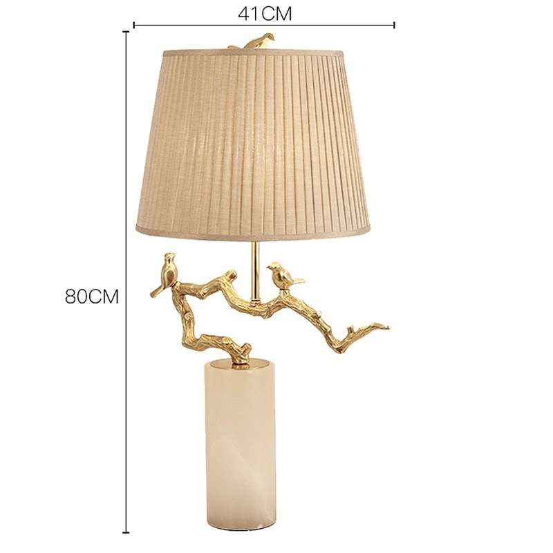 Creative Hotel Bedroom Solidl Brass Marble Bird Nightstand Table Lamp Modern Desk Lamps