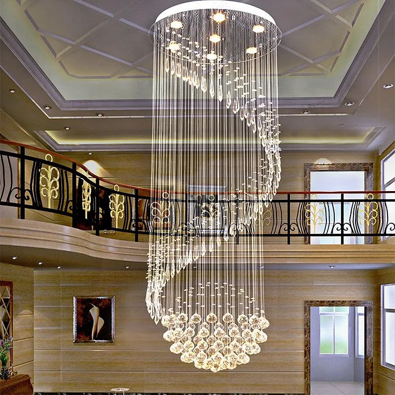Modern Spiral Beaded String Hanging Luxury  K9 Crystal Chandelier Pendant Lighting