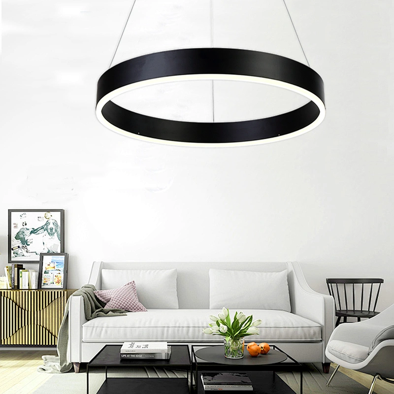 Modern simple creative big circle LED sitting room pendant lamp