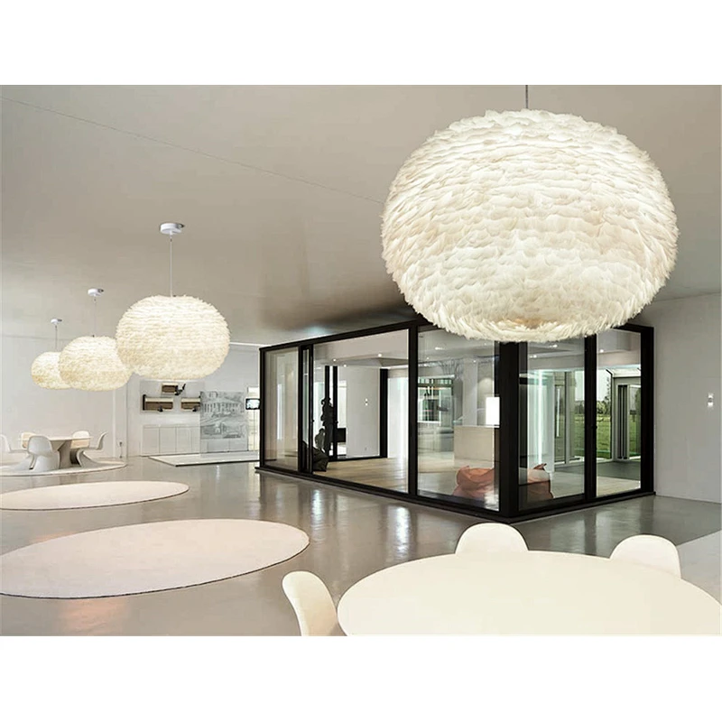 Modern nordic dandelion white goose feather pendant lamp