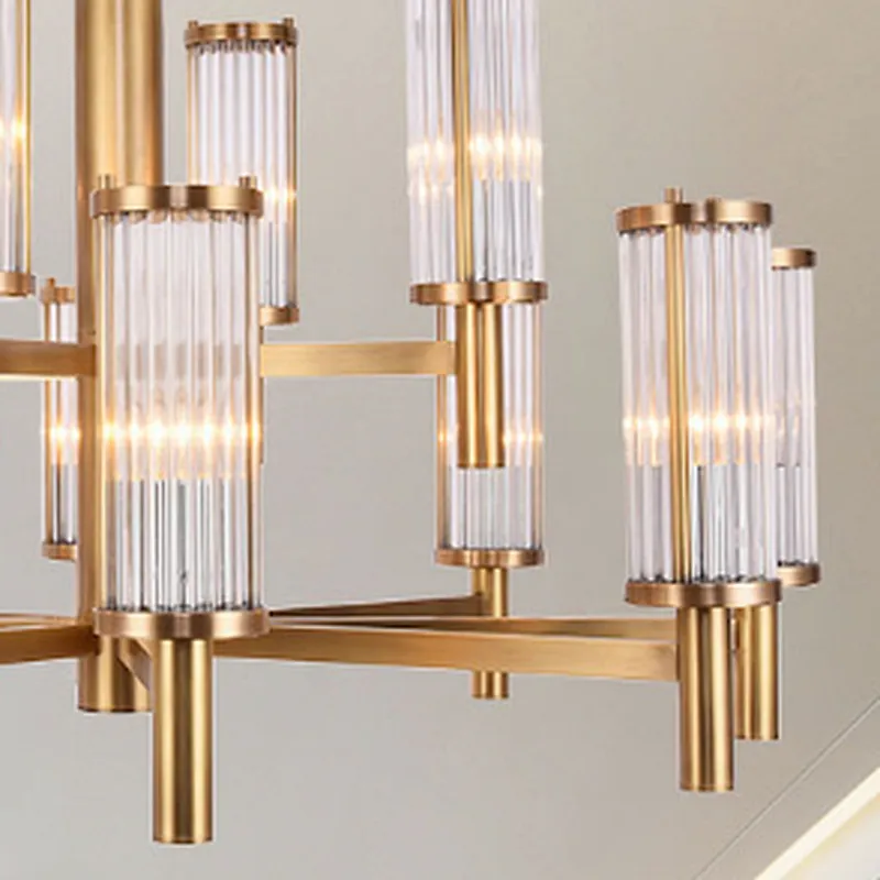 Modern  Contracted Hotel Guest Room Light Crystal Solid Brass Chandelier pendant lights
