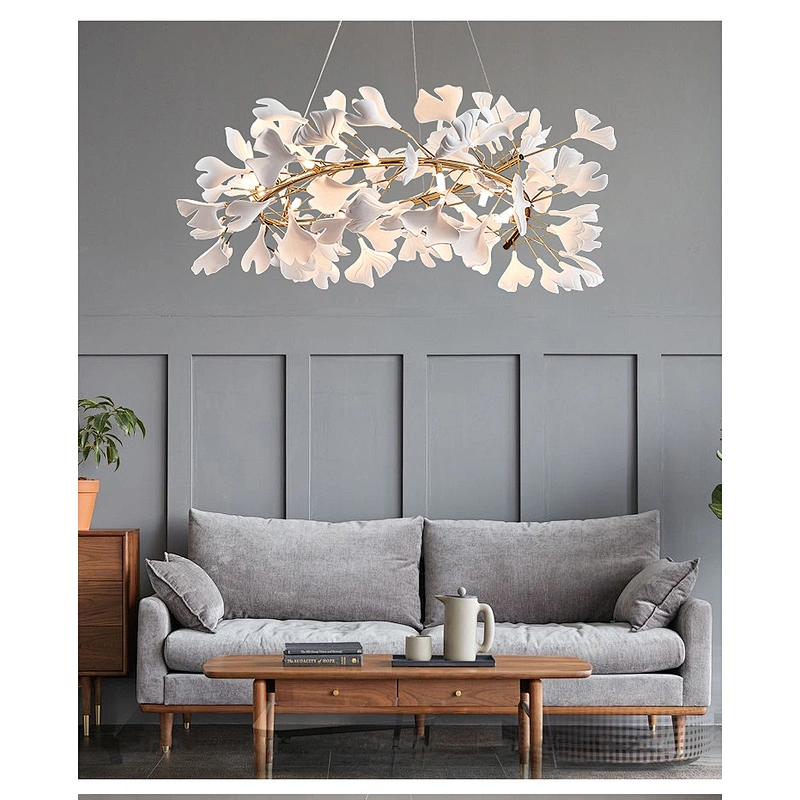 New ceramic ginkgo leaves living room dining room staircase chandelier hotel lobby custom chandelier