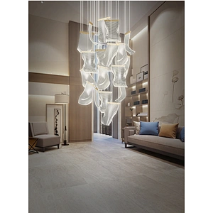Nordic new dining room ceiling acrylic chandelier  luxury villa light stairs hotel chandelier engineering