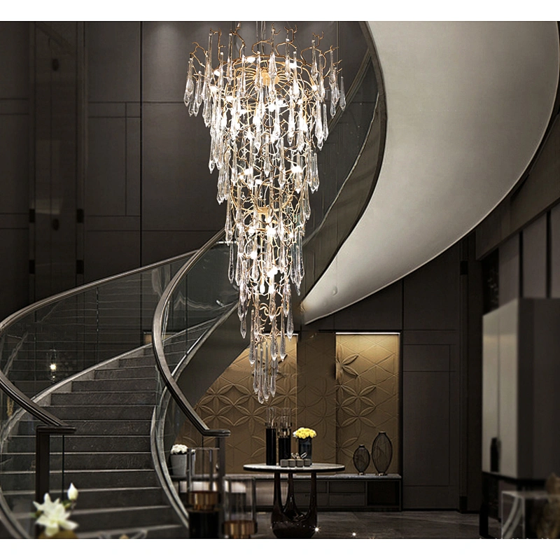 Modern custom designed hotel lobby branch glass chandeliers luxury villa staircase chandeliers