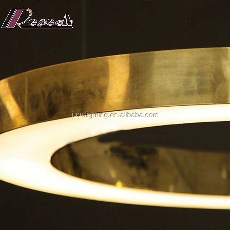 Circle Round Plating Gold Pendant Light Dining Room Metal Modern Chandelier European Iron Brass 80 Project Installation 110-240V