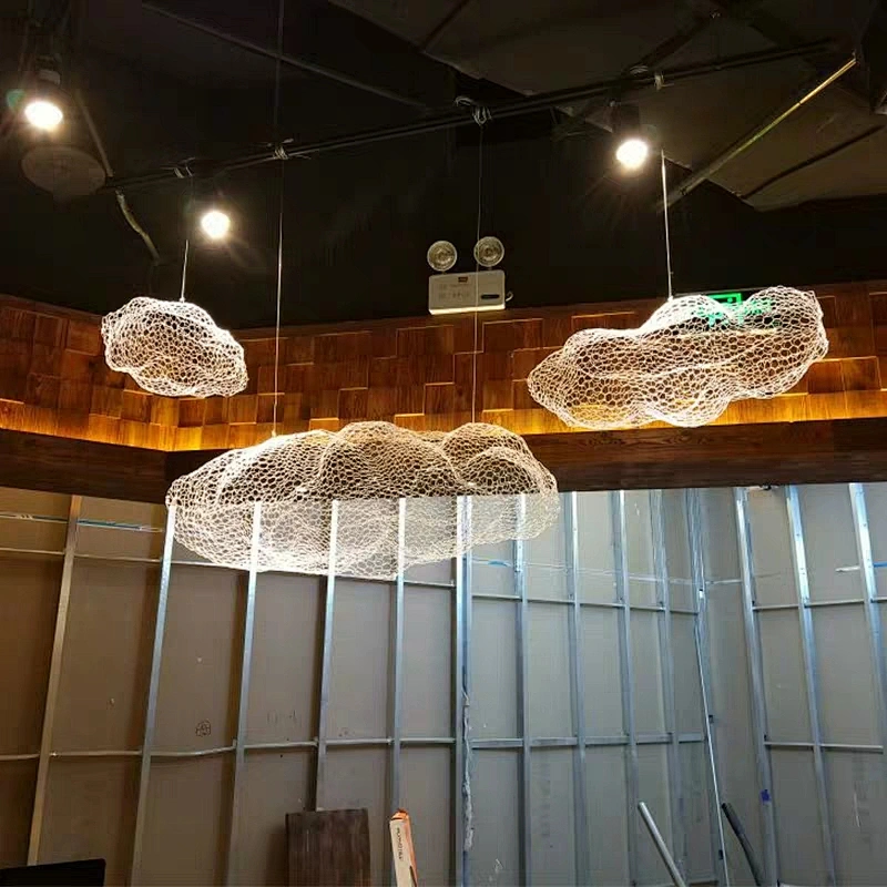 Creative Wire mesh floating clouds pendant lamp lighting light for hotel
