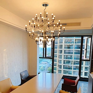 Modern nordic dining room staircase black ball chandelier