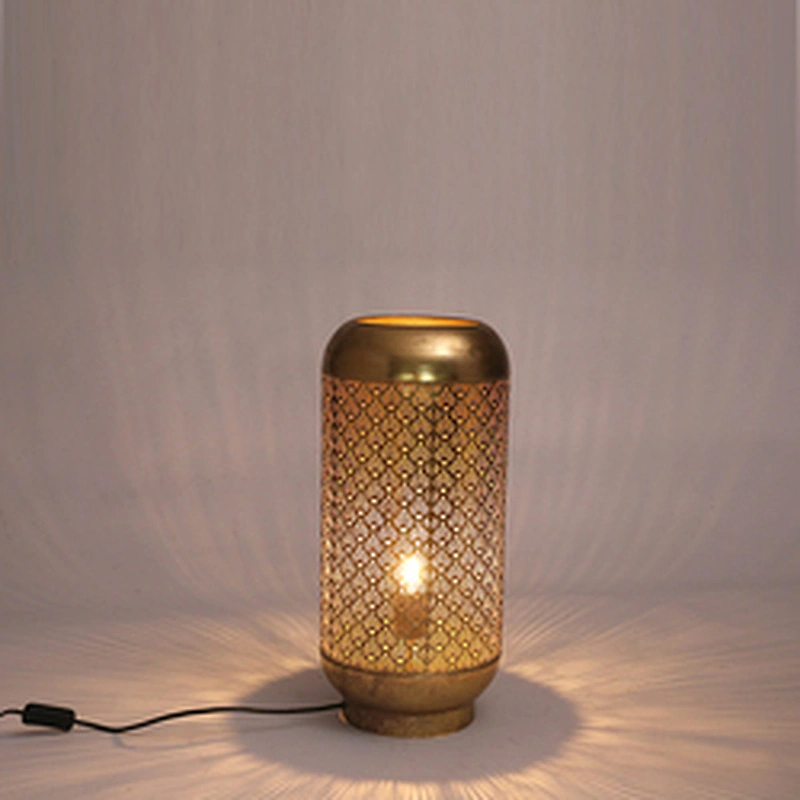 Bronze  iron LED lamp retro Moroccan etched table lamp  home  hotel light decoration
