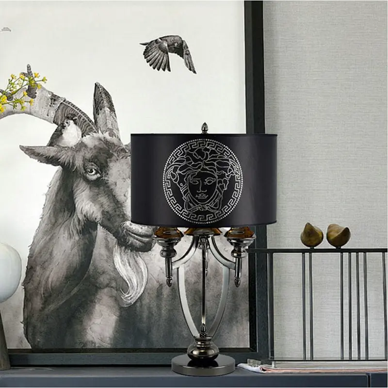 Modern design hotel restaurant luxury black metal table lamp