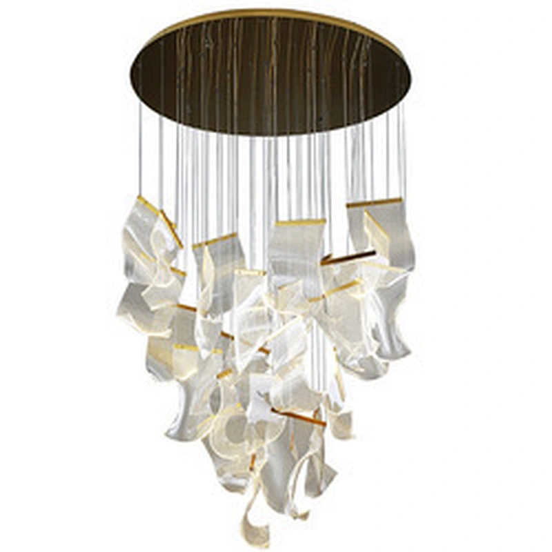 Nordic new dining room ceiling acrylic chandelier  luxury villa light stairs hotel chandelier engineering