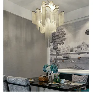 Modern Luxury Chandeliers Chain Led Ceiling Pendant Lights Creative Tassel Iron Contemporary Hotel,living Room 80 85-265V 2-year