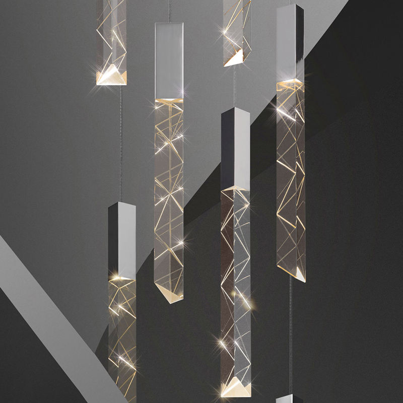 Modern  villa living room atmosphere crystal chandelier Nordic led drop light crystal pendant chandelier lights