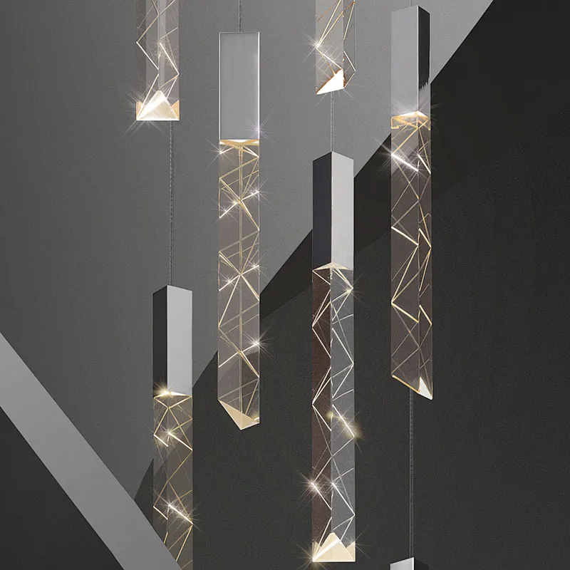 Modern  villa living room atmosphere crystal chandelier Nordic led drop light crystal pendant chandelier lights