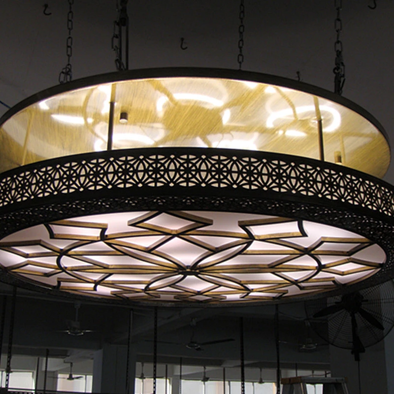 Unique Design Vintage Antique Brass Round Glass Ceiling Lamp Hotel Ceiling Lights