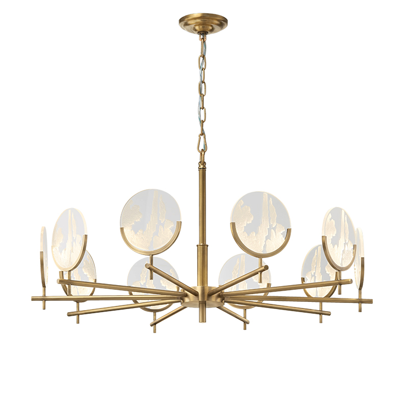 Postmodern New Chinese Style Design Light Luxury Led Iron Acrylic Pendant Lamp