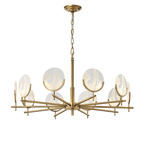 Postmodern New Chinese Style Design Light Luxury Led Iron Acrylic Pendant Lamp