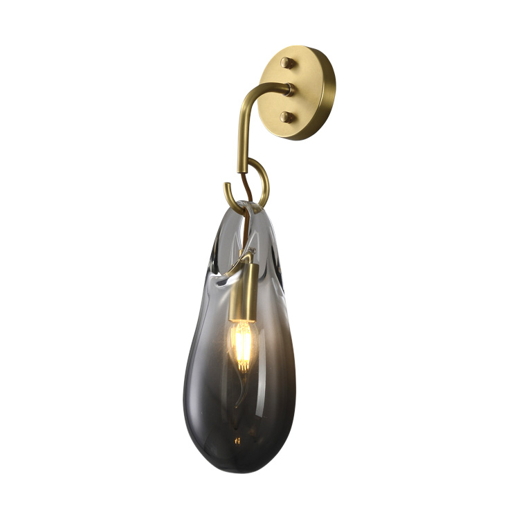 Modern Glass Wall Light Plating E14 Lighting Bedroom Wall Lamp Golden E14 LED BULB Iron +glass Shade White Box Hotel Guestroom